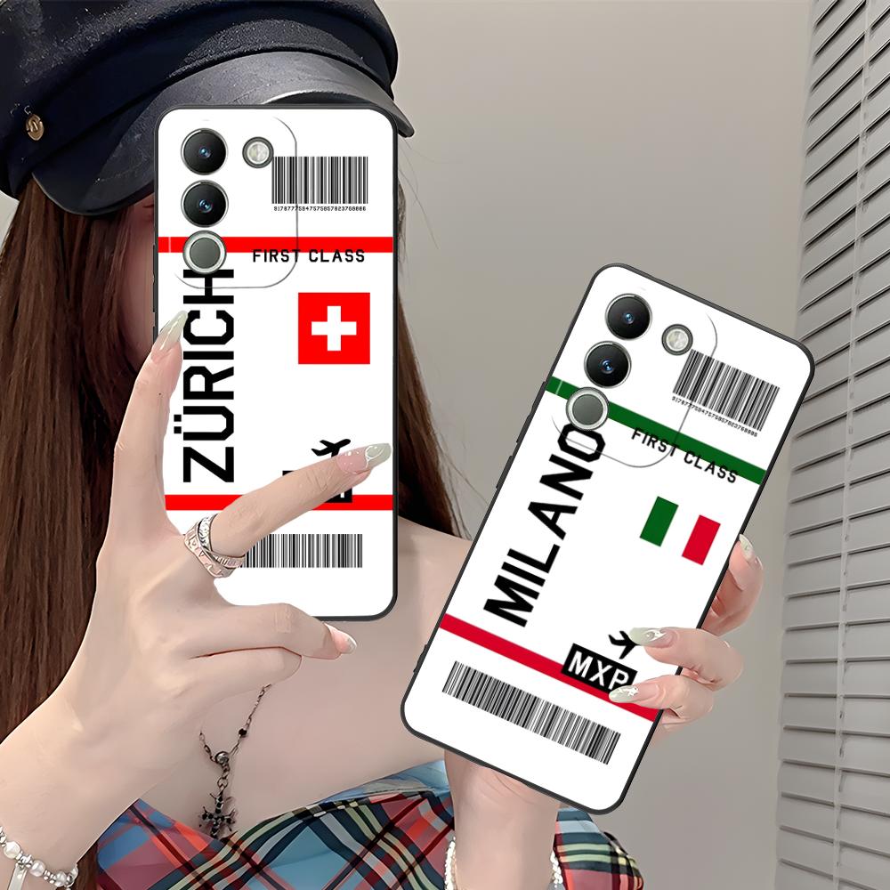 Vivo V40 - Vliegtuig-vliegticket telefoonhoesje voor VIVO V60 V50