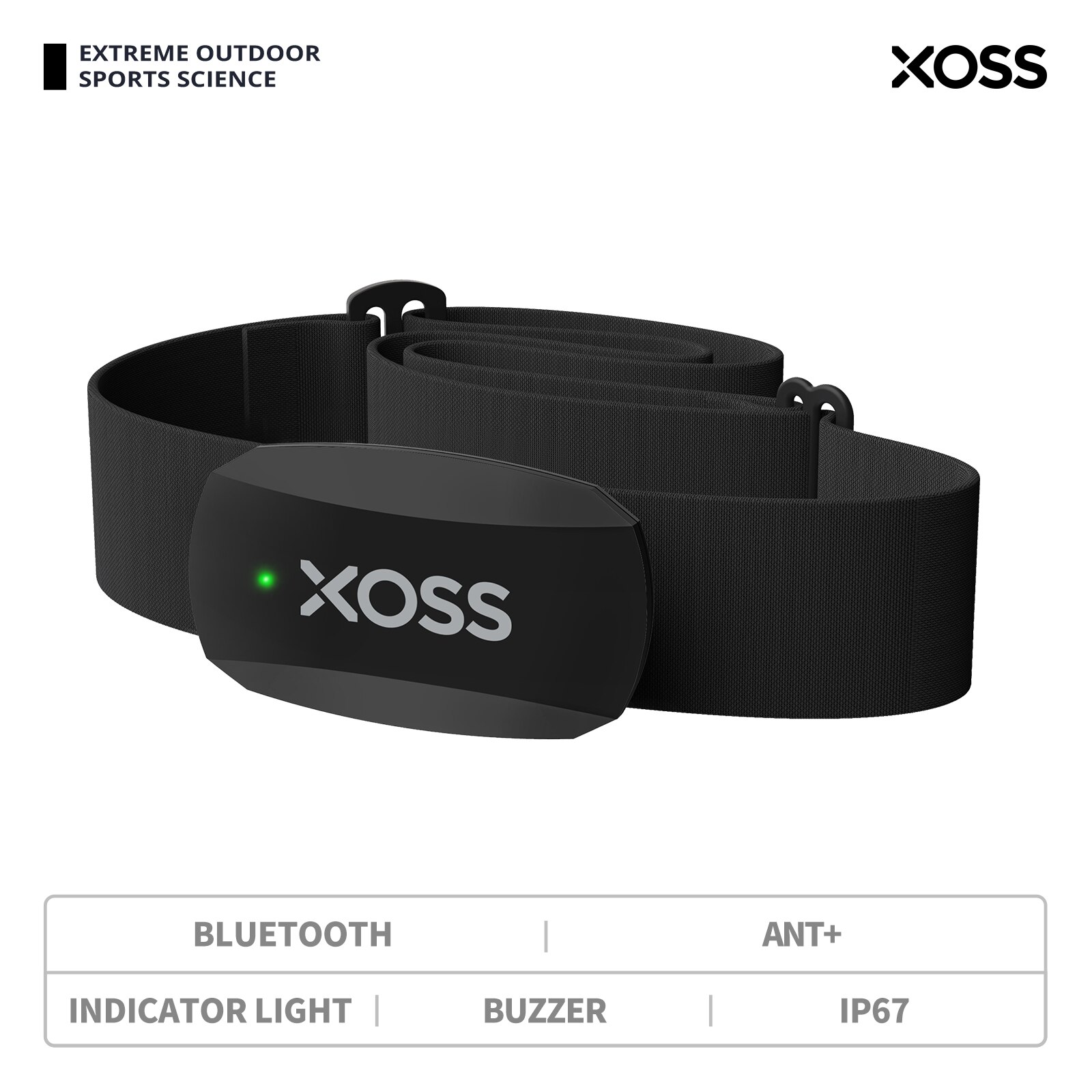 Breath Rate Monitor - XOSS X2 Borstband Hartslagmeter voor fietsen,