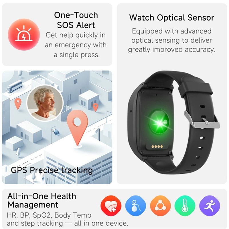 4G Ouderen Alarm GPS Horloge 4 - Fall Detection Watch recensie en prijs
